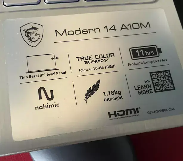 微星Modern 14 A10M i5-10210U EFI Monterey - 图片2