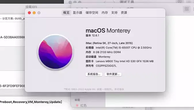 i5-6500T 联想M900 Tiny 台式机 EFI Monterey - 图片1